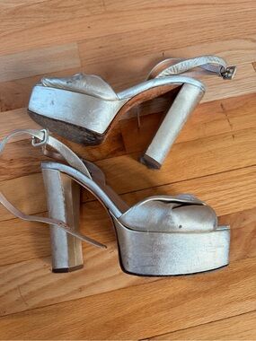 Giuseppe Zanotti Metallic Silver Platform High Heel Sandals